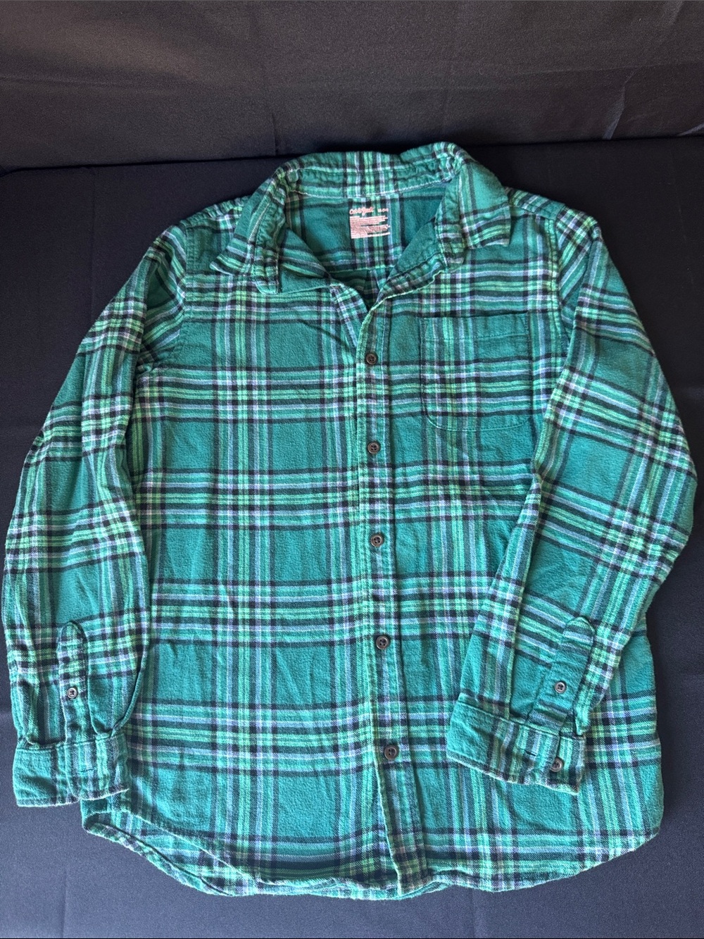 Cat & Jack Green and Black Plaid Button-Down Shirt